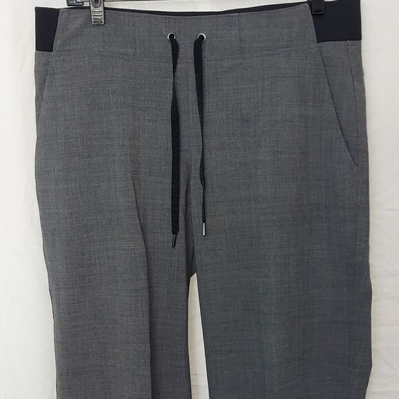 Athleta Midtown Gray Wool Blend Drawstring Straight Leg Trouser Sz 10T - Picture 4 of 14